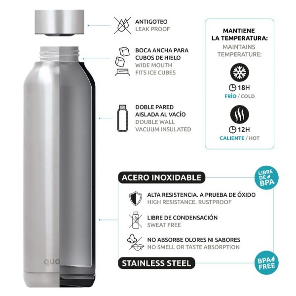 BOTELLA TERMO QUOKKA 510ML ACERO INOX SOLID JET BLACK - Image 3
