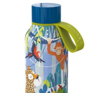 BOTELLA QUOKKA KIDS TERMO 330ML ACERO INOX SOLID CON COLGADOR JUNGLE