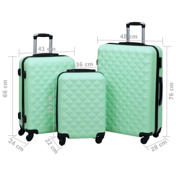 Conjunto de tróleis estojo rígido 3 pcs ABS verde hortelã - Image 8