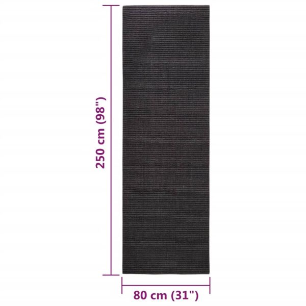 Tapete sisal natural 80x250 cm preto - Image 6