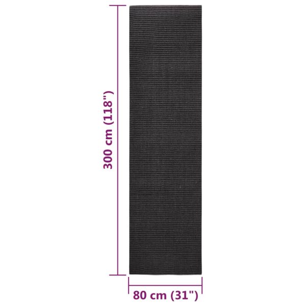 Tapete sisal natural 80x300 cm preto - Image 6