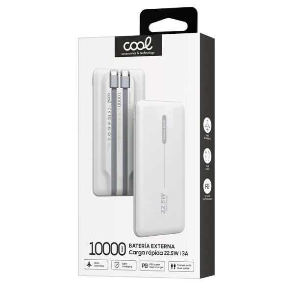 Batería Externa Universal Power Bank 10.000 mAh PD 22.5W (2 cables) Blanco - Image 2