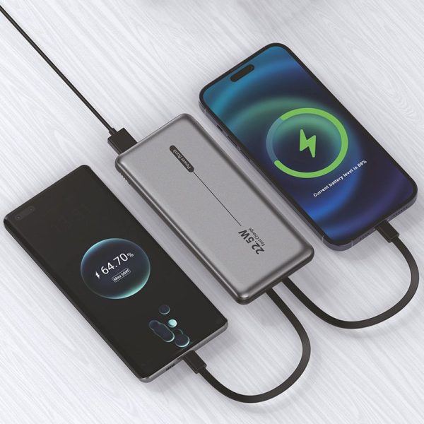 Batería Externa Universal Power Bank 10.000 mAh PD 22.5W (2 cables) Gris - Image 4