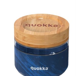 RECIPIENTE DE COMIDA QUOKKA CRISTAL 500ML CON FUNDA DELI WOOD GRAIN