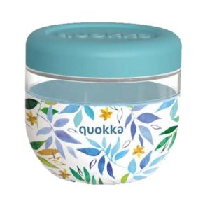 RECIPIENTE DE COMIDAS QUOKKA 770ML MS CON FUNDA DE SILICONA BUUBLE WATERCOLOR LEAVES