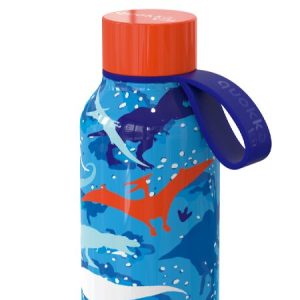 BOTELLA QUOKKA KIDS TERMO 330ML ACERO INOX SOLID CON COLGADOR DINOSAUR