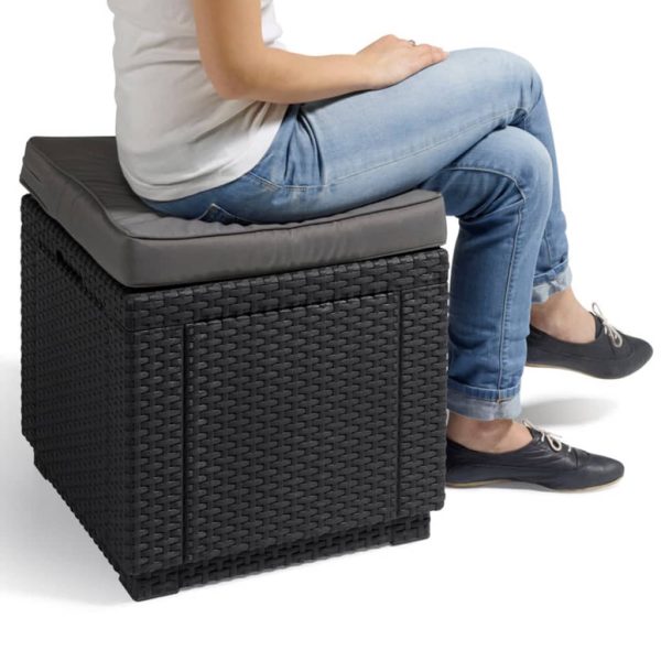 Keter Pufe de arrumação em forma de cubo com almofadão grafite - Image 3