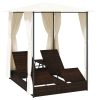 Espreguiçadeira dupla com cortinas vime PE castanho - Image 2