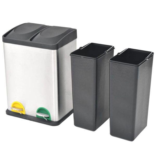 Caixote do lixo para reciclagem com pedais 36 L aço inoxidável - Image 2