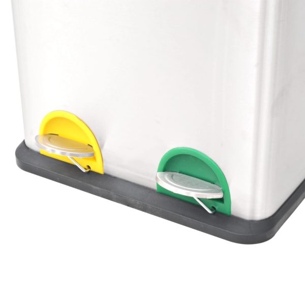 Caixote do lixo para reciclagem com pedais 36 L aço inoxidável - Image 3