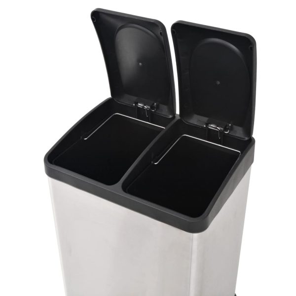 Caixote do lixo para reciclagem com pedais 36 L aço inoxidável - Image 5