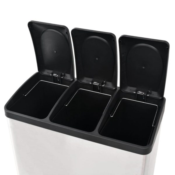 Caixote do lixo para reciclagem com pedais 54 L aço inoxidável - Image 5