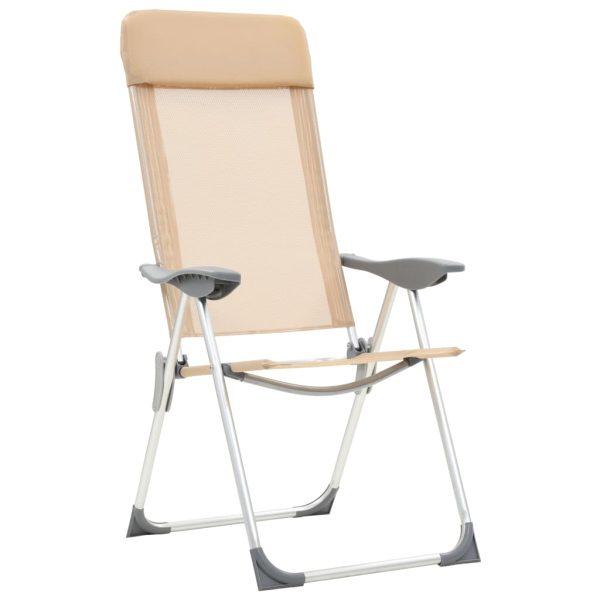 Cadeiras de campismo dobráveis 4 pcs alumínio creme - Image 3