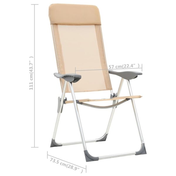 Cadeiras de campismo dobráveis 4 pcs alumínio creme - Image 9