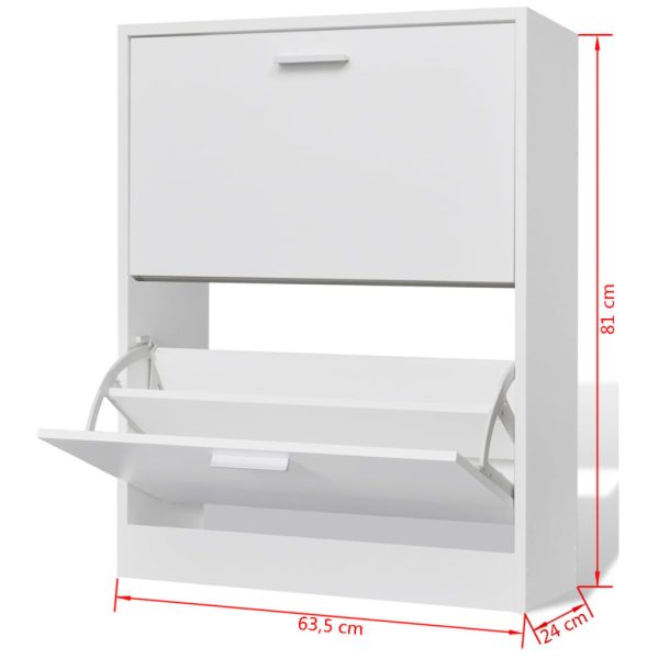 Sapateira com 2 compartimentos madeira branco - Image 6