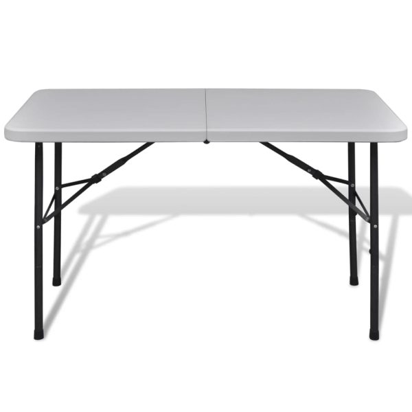 Mesa de jardim dobrável 122 cm HDPE branco - Image 2