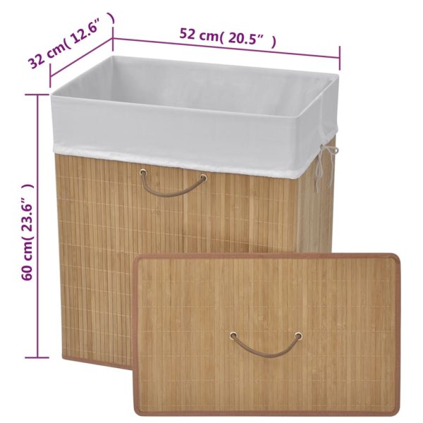 Cesto retangular para roupa suja bambu natural - Image 8