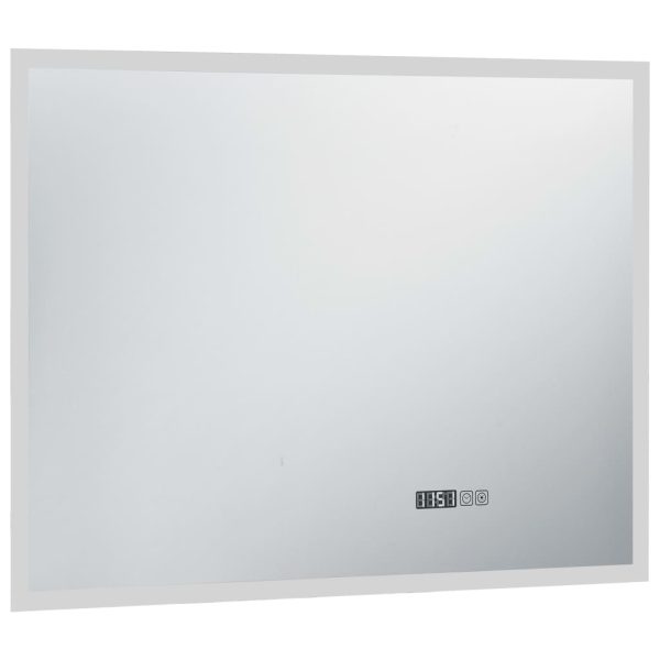 Espelho de parede LED c/ sensor tátil e relógio p/ WC 80x60 cm - Image 2