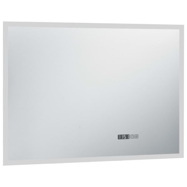 Espelho de parede LED c/ sensor tátil e horas p/ WC 100x60 cm - Image 2