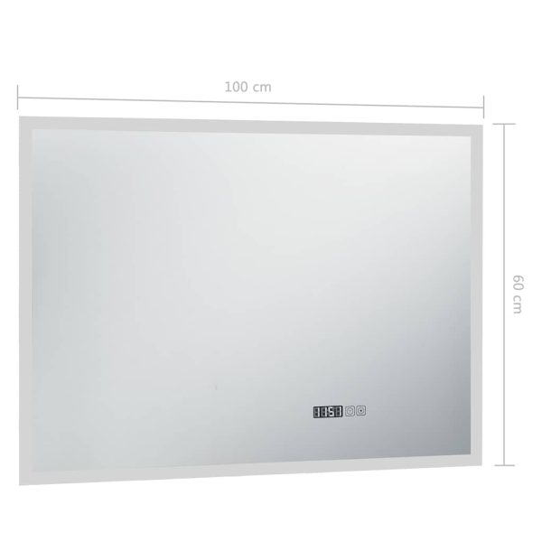 Espelho de parede LED c/ sensor tátil e horas p/ WC 100x60 cm - Image 6