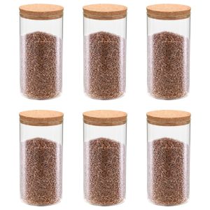 Frascos de vidro com tampas de cortiça 6 pcs 1100 ml