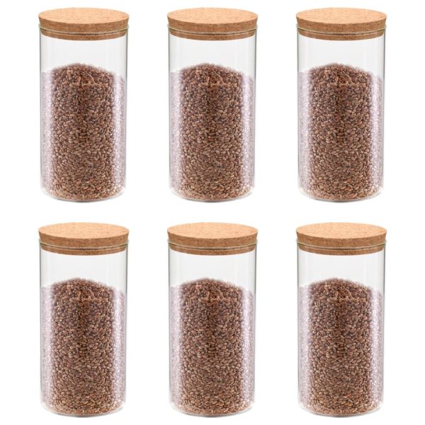 Frascos de vidro com tampas de cortiça 6 pcs 1100 ml