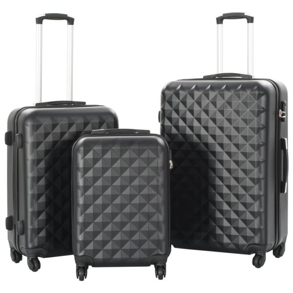 Conjunto de tróleis estojo rígido 3 pcs ABS preto