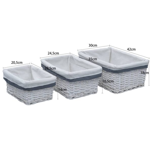 3 pcs conjunto de cestos de encastrar salgueiro branco - Image 8