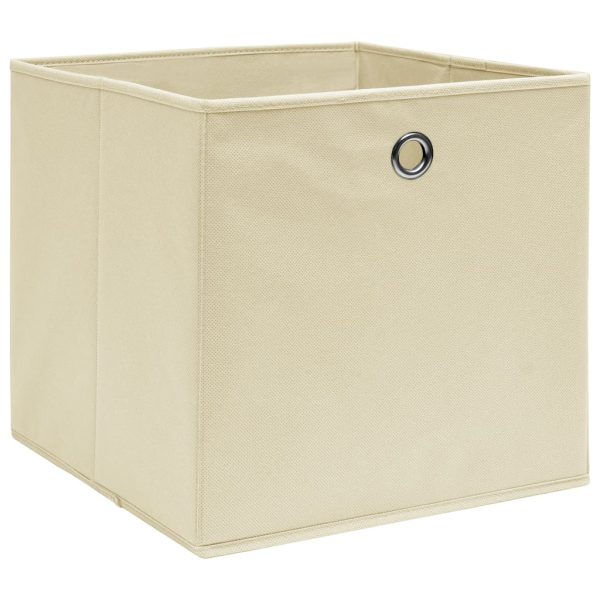 Caixas de arrumação 10 pcs 32x32x32 cm tecido creme - Image 2