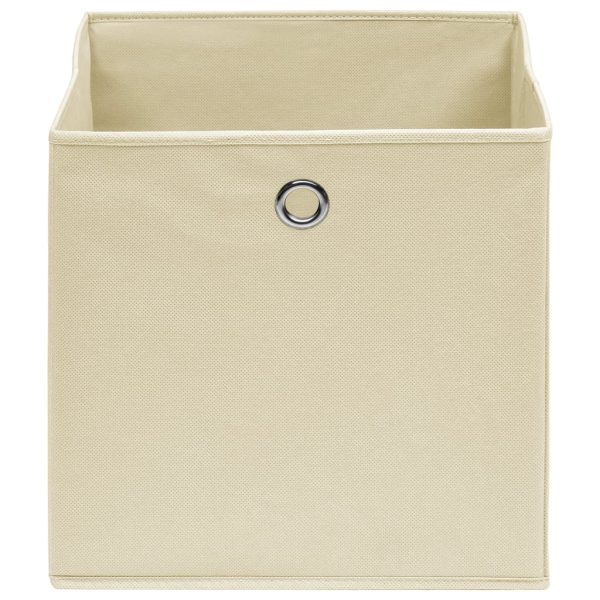 Caixas de arrumação 10 pcs 32x32x32 cm tecido creme - Image 3