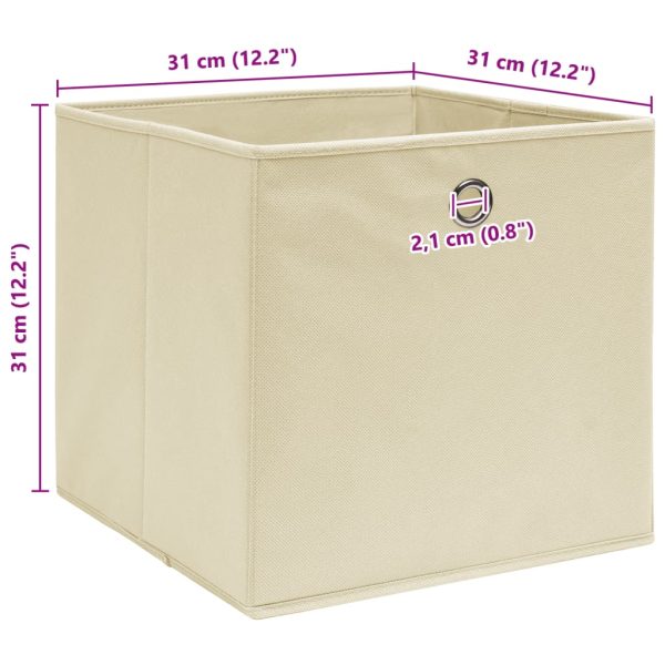 Caixas de arrumação 10 pcs 32x32x32 cm tecido creme - Image 5