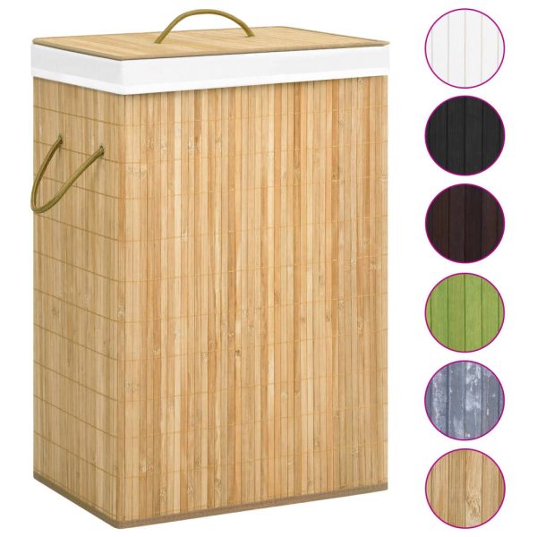 Cesto para roupa suja c/ 2 secções 72 L bambu - Image 2