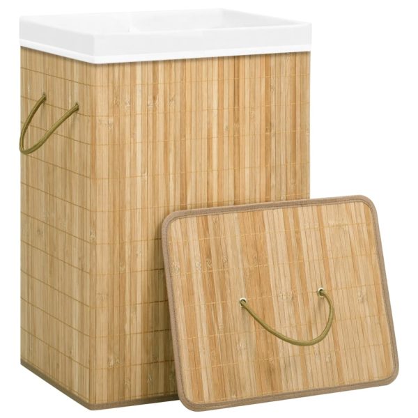Cesto para roupa suja c/ 2 secções 72 L bambu - Image 3
