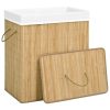 Cesto para roupa suja c/ 2 secções 100 L bambu - Image 3