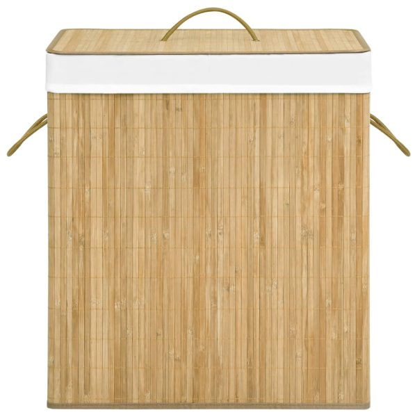 Cesto para roupa suja c/ 2 secções 100 L bambu - Image 4