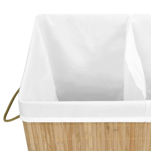 Cesto para roupa suja c/ 2 secções 100 L bambu - Image 7