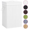 Cesto para roupa suja c/ 2 secções 72 L bambu branco - Image 2