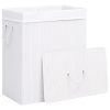 Cesto para roupa suja c/ 2 secções 100 L bambu branco - Image 3