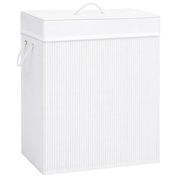 Cesto para roupa suja c/ secção única 83 L bambu branco