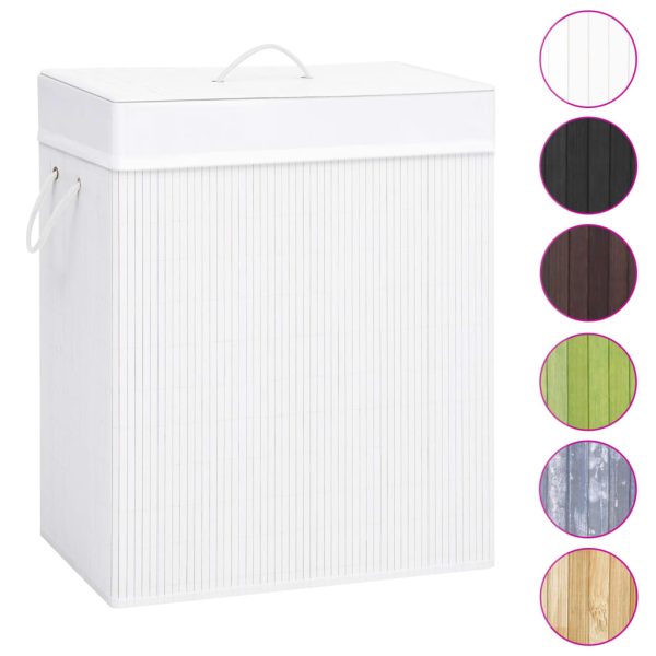 Cesto para roupa suja c/ secção única 83 L bambu branco - Image 2