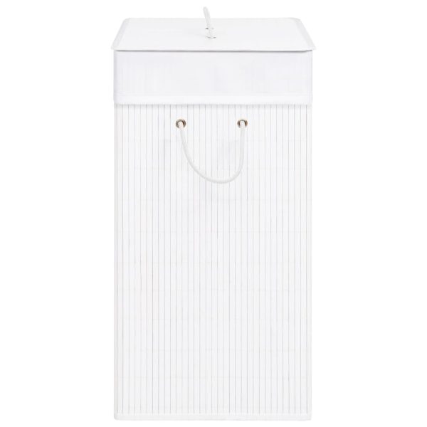 Cesto para roupa suja c/ secção única 83 L bambu branco - Image 5