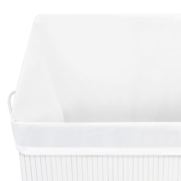 Cesto para roupa suja c/ secção única 83 L bambu branco - Image 6