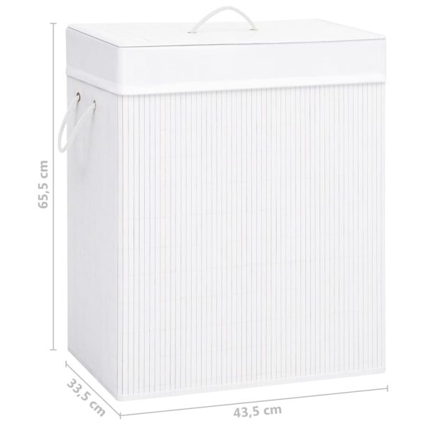 Cesto para roupa suja c/ secção única 83 L bambu branco - Image 9