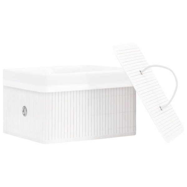 Caixas de arrumação 4 pcs bambu branco - Image 5