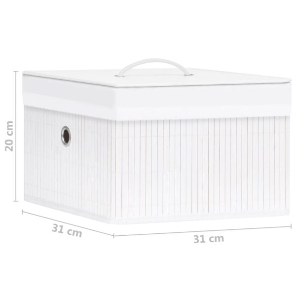 Caixas de arrumação 4 pcs bambu branco - Image 9