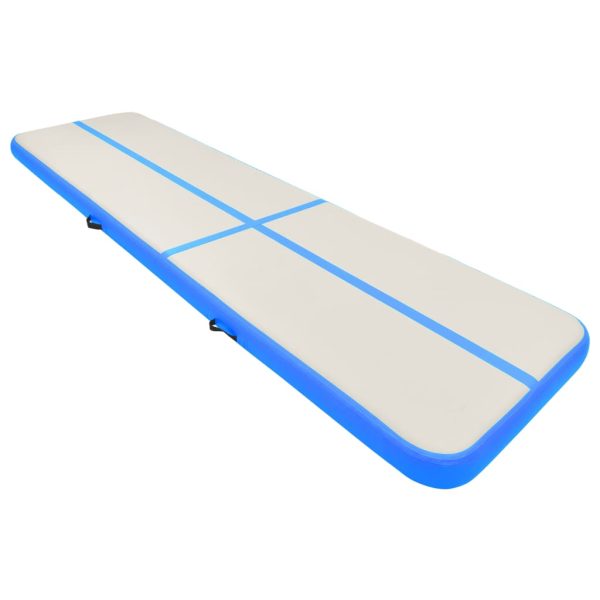 Colchão de ginástica insuflável c/ bomba 800x100x15 cm PVC azul - Image 2