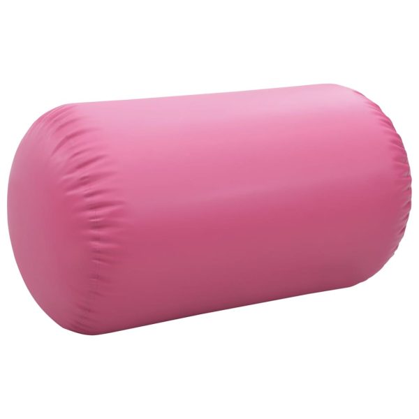 Rolo de ginástica/yoga insuflável com bomba 100x60 cm PVC rosa - Image 4
