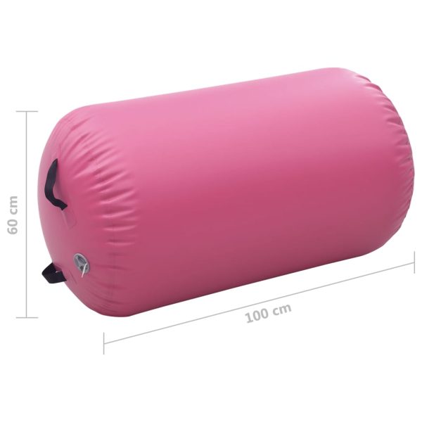 Rolo de ginástica/yoga insuflável com bomba 100x60 cm PVC rosa - Image 10