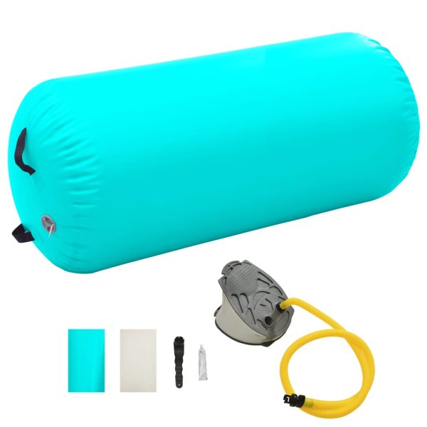Rolo de ginástica/yoga insuflável com bomba 120x75 cm PVC verde