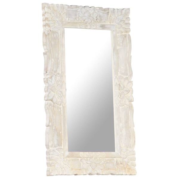 Espelho 80x50 cm madeira de mangueira maciça branco - Image 2